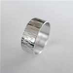 Tree bark ring in sterling silver - Hammered band - Unisex ring