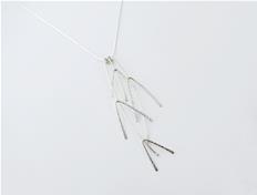 Branch Necklace in Sterling Silver - Textured Leaves Design - Long Hammered Pendant