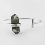 Sterling silver bracelet with Tibetan Quartz raw crystal - Natural rough stone