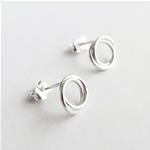 Sterling silver infinity knot stud earrings - Small, circle, round wire earrings