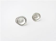 Sterling silver Round Dome Stud Earrings - Circle, Textured and Assymetrical