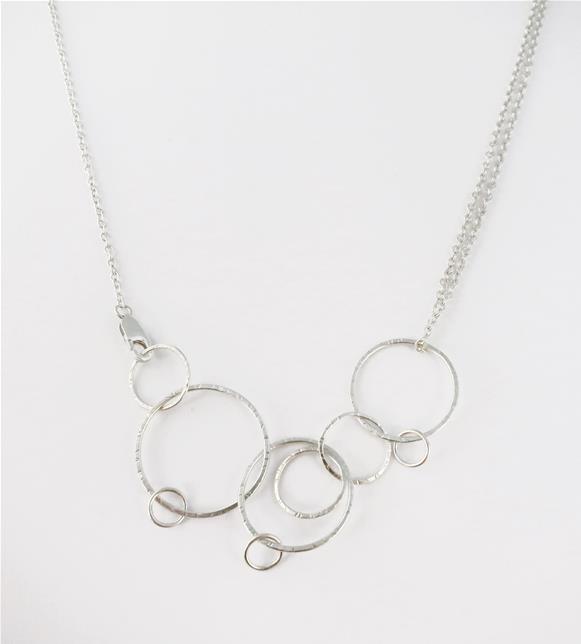 Convertible chain necklace with circle pendant in sterling silver