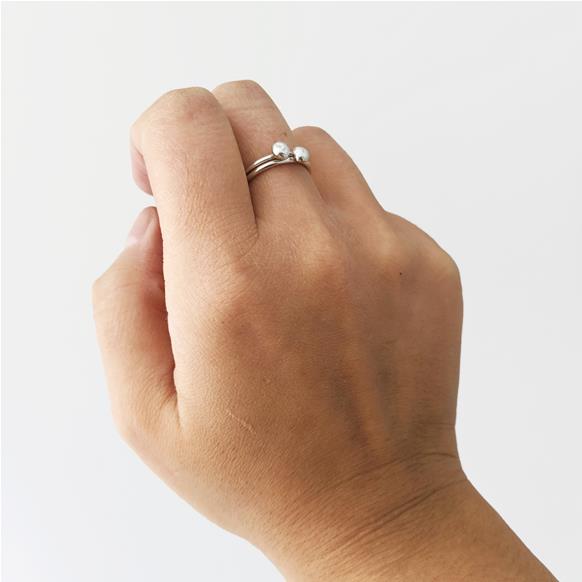 Minimalist Stacking Pebble Ring in Sterling Silver 