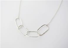 Sterling silver Oval Links Chain - Hammered Loop Chain - 20 inches