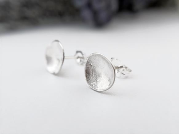 Simple Round Dome Stud Earrings in sterling silver